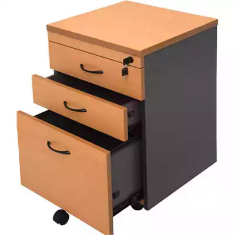 Picture of RAPID WORKER MOBILE PEDESTAL 3-DRAWER LOCKABLE 690 X 465 X 447MM BEECH/IRONSTONE