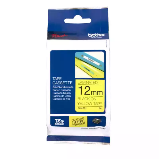 Picture of BROTHER TZE-631 LAMINATED LABELLING TAPE 12MM BLACK ON YELLOW