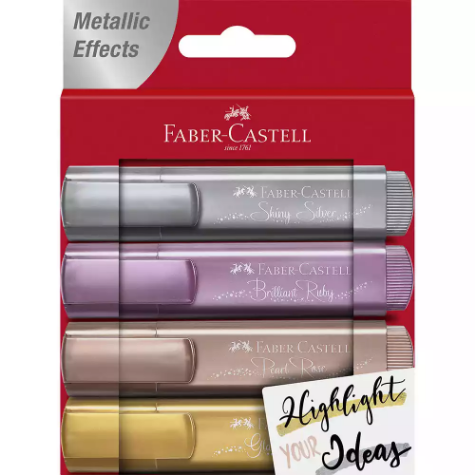 Picture of FABER-CASTELL TEXTLINER HIGHLIGHTER METALLIC ASSORTED PACK 4