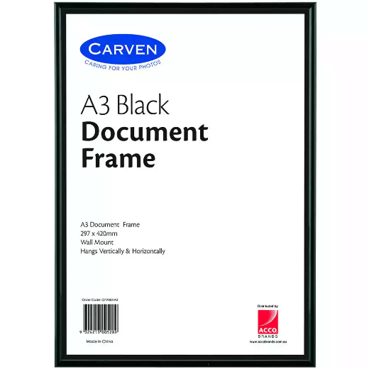 Picture of CARVEN DOCUMENT FRAME A3 BLACK