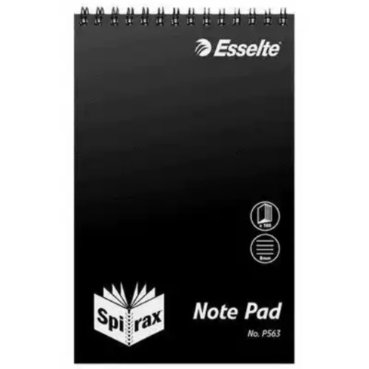 Picture of SPIRAX P563 REPORTERS NOTEBOOK 8MM RULED TOP OPEN 200 X 127MM 100 PAGE BLACK