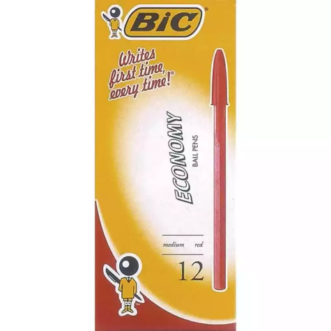 Picture of BIC ECONOMY BALLPOINT PENS MEDIUM RED BOX 12