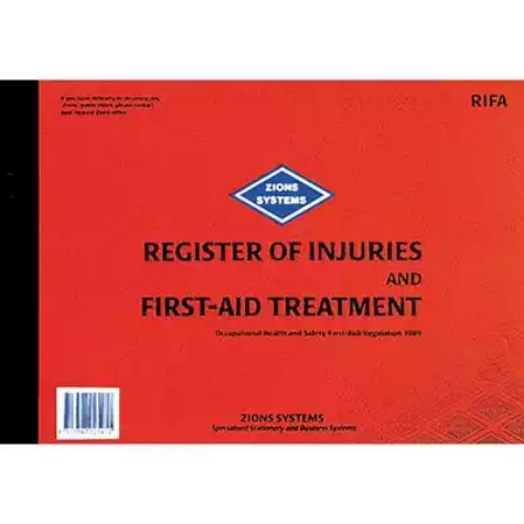 Picture of ZIONS REGISTER OF INJURIES AND FIRST AID TREATMENT BOOK 50 PAGE 210 X 300MM