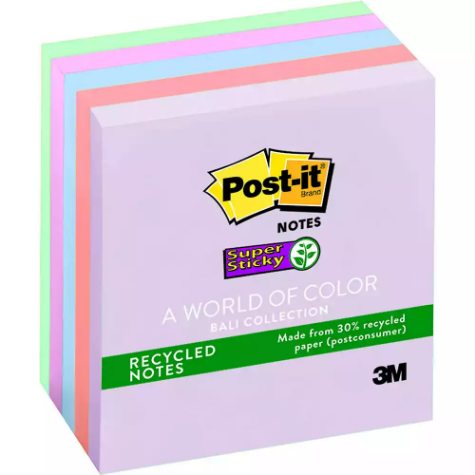 Picture of POST-IT 654-5SSNRP RECYCLED SUPER STICKY NOTES 76 X 76MM BALI PACK 5