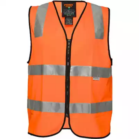 Picture of PRIME MOVER MZ102 HI-VIS VEST ZIPPER CLOSURE REFLECTIVE TAPE ORANGE LARGE