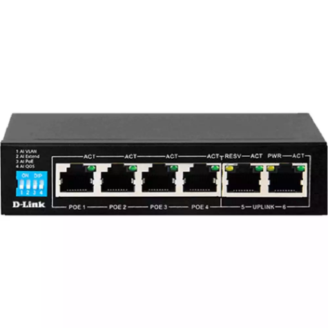 Picture of D-LINK DES-F1006P-E SWITCH 6 PORT POE UNMANAGED BLACK