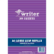 Picture of WRITER LOOSE LEAF REFILL REINFORCED 7MM RULED 60GSM A4 100 SHEET