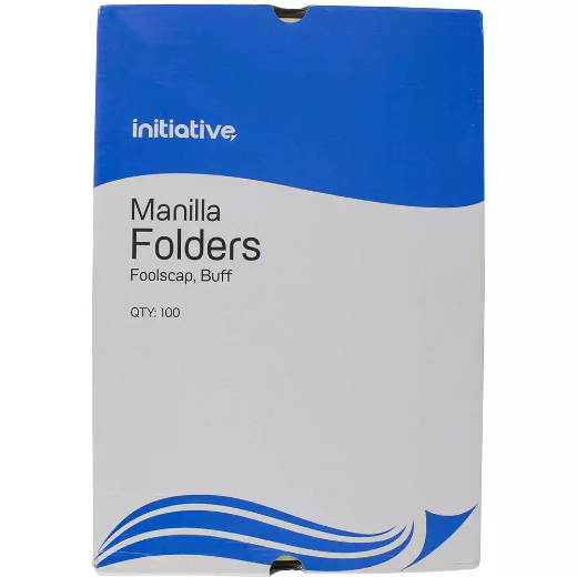 Picture of INITIATIVE MANILLA FOLDERS FOOLSCAP BUFF BOX 100