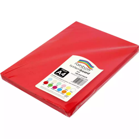 Picture of RAINBOW SYSTEM BOARD 150GSM A4 RED PACK 100