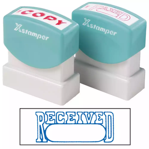 Picture of XSTAMPER CX-BN 1203 PRE-INKED MESSAGE STAMP RECEIVED/DATE 42 X 13MM BLUE