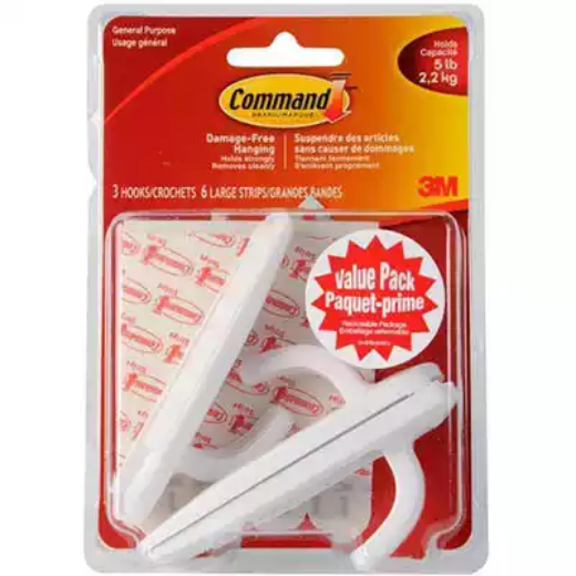 Picture of COMMAND ADHESIVE HOOKS AND CLIPS LARGE VALUE PACK