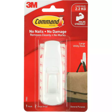 Picture of COMMAND LARGE HOOK AND TWO ADHESIVE STRIPS WHITE