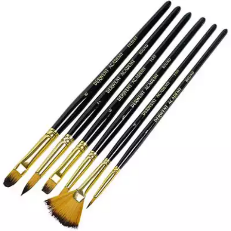 Picture of DERWENT ACADEMY TAKLON PAINT BRUSHES SMALL PACK 6