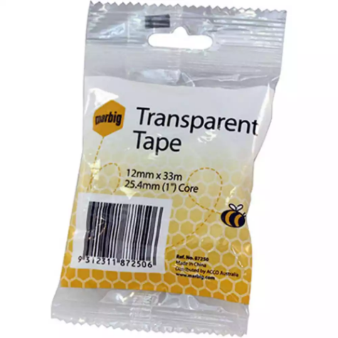 Picture of MARBIG TRANSPARENT TAPE 12MM X 33M 25.4MM CORE