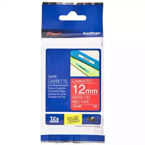 Picture of BROTHER TZE-435 LAMINATED LABELLING TAPE 12MM WHITE ON RED