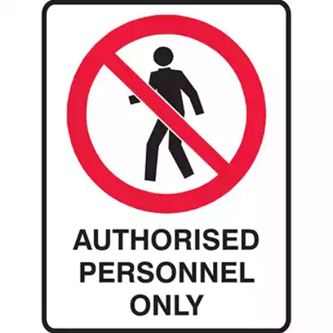 Picture of TRAFALGAR PROHIBITION SIGN AUTHORISED PERSONNEL ONLY 450 X 300MM