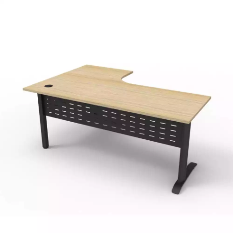 Picture of RAPID SPAN DELUXE CORNER WORKSTATION WITH METAL MODESTY PANEL 1800 X 1200 X 730MM NATURAL OAK/BLACK