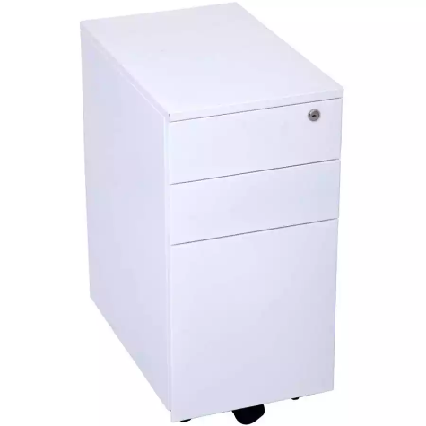 Picture of GO STEEL SLIMLINE MOBILE PEDESTAL 3-DRAWER LOCKABLE 300 X 472 X 610MM WHITE CHINA