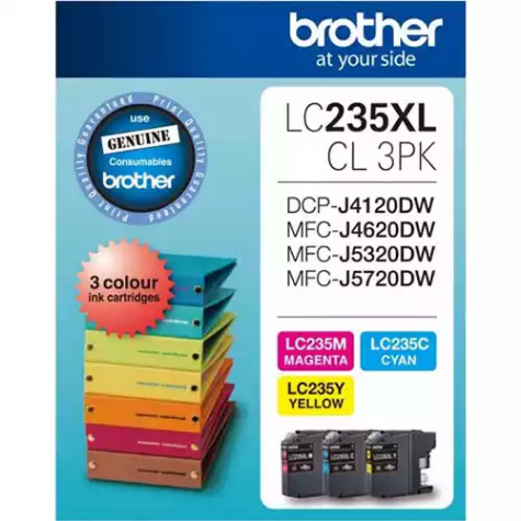 Picture of BROTHER LC235XLCL3PK INK CARTRIDGE HIGH YIELD VALUE PACK CYAN/MAGENTA/YELLOW