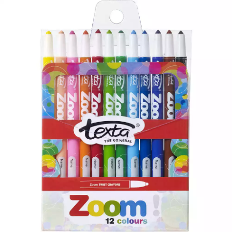 Picture of TEXTA ZOOM TWIST CRAYONS ASSORTED PACK 12