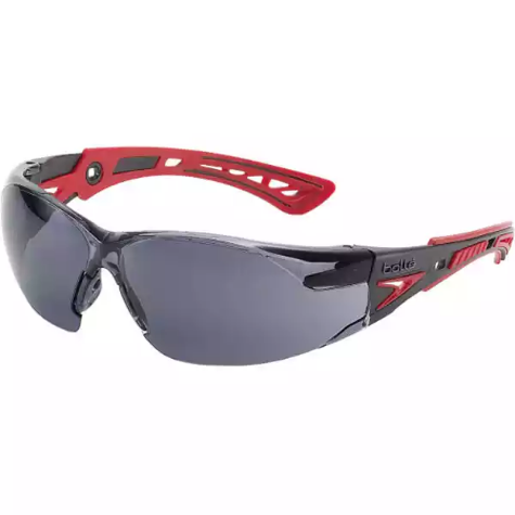 Picture of BOLLE SAFETY RUSH PLUS SAFETY GLASSES RED AND BLACK ARMS SMOKE LENS