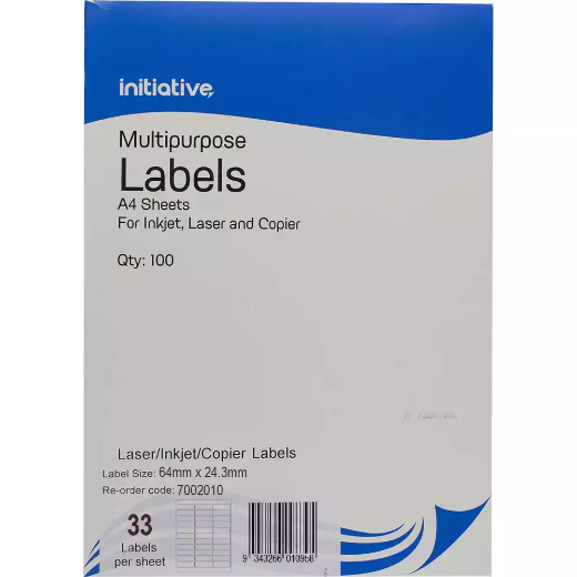 Picture of INITIATIVE MULTI-PURPOSE LABELS 33UP 64 X 24.3MM PACK 100