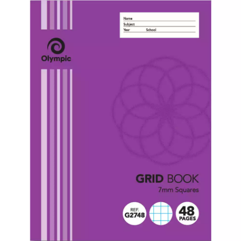 Picture of OLYMPIC G2748 GRID BOOK 7MM GRID 55GSM 48 PAGE 225 X 175MM