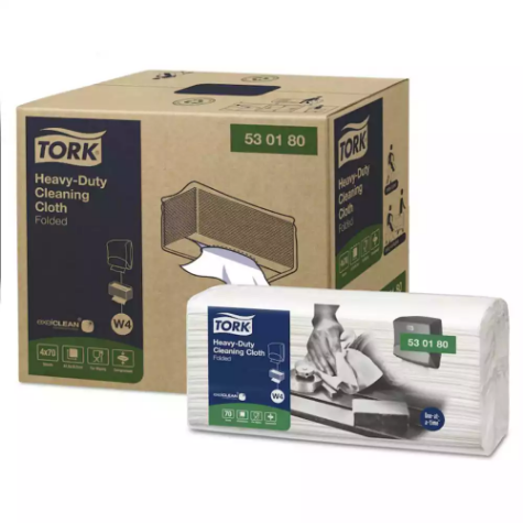 Picture of TORK 530180 W4 HEAVY DUTY CLEANING CLOTH FOLDED LARGE WHITE PACK 70 SHEETS