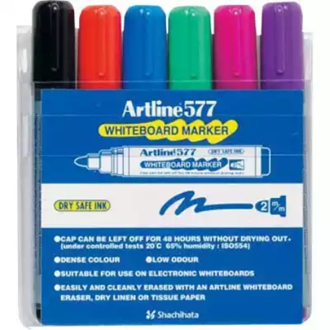 Picture of ARTLINE 577 WHITEBOARD MARKER BULLET 3MM ASSORTED WALLET 6