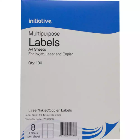 Picture of INITIATIVE MULTI-PURPOSE LABELS 8UP 99.1 X 67.7MM PACK 100