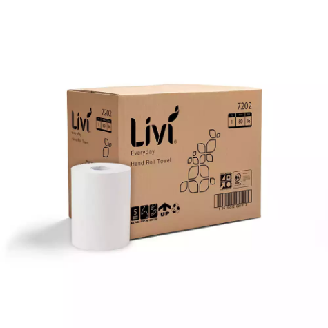 Picture of LIVI EVERYDAY HAND TOWEL ROLL 1-PLY 80M WHITE CARTON 16