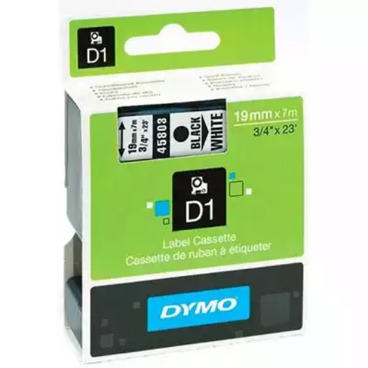 Picture of DYMO 45803 D1 LABELLING TAPE 19MM X 7M BLACK ON WHITE