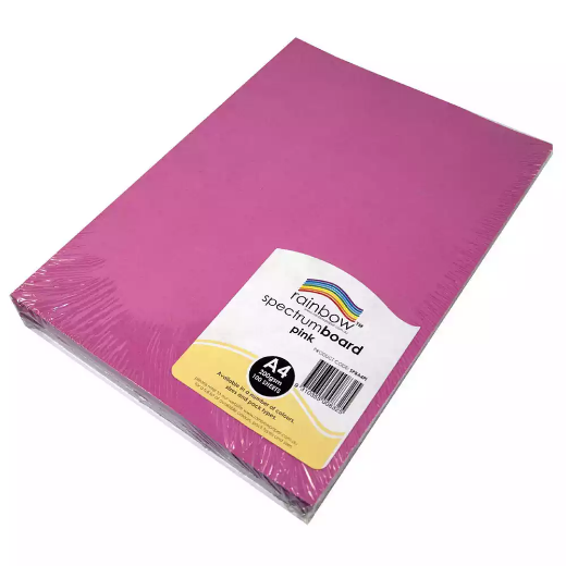 Picture of RAINBOW SPECTRUM BOARD 220GSM A4 PINK PACK 100