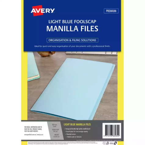 Picture of AVERY 88282 MANILLA FOLDER FOOLSCAP LIGHT BLUE PACK 20