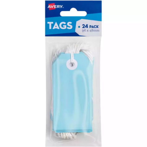 Picture of AVERY 13202 SWING TAGS WITH STRING 96 X 48MM BLUE PACK 24