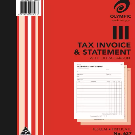 Picture of OLYMPIC 627 INVOICE AND STATEMENT BOOK CARBON TRIPLICATE 100 LEAF 200 X 250MM