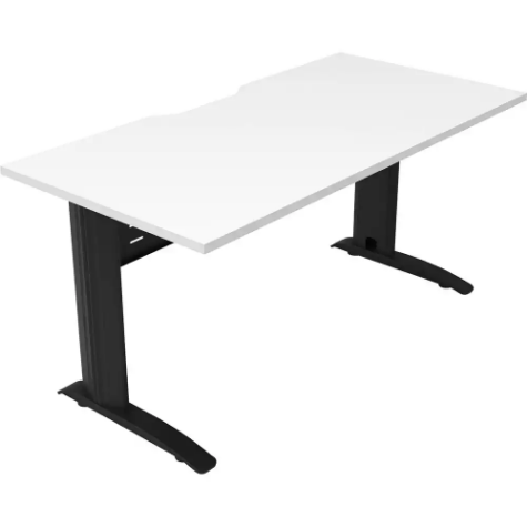 Picture of DELUXE RAPID SPAN STRAIGHT DESK WITH METAL MODESTY PANEL 1200 X 750 X 730MM BLACK/NATURAL WHITE