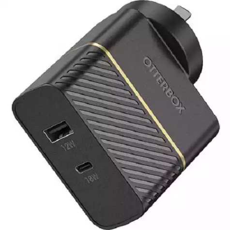 Picture of OTTERBOX USB-C AND USB-A DUAL PORT FAST WALL CHARGER TYPE-I 30W BLACK SHIMMER