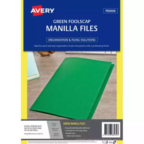 Picture of AVERY 88232 MANILLA FOLDER FOOLSCAP GREEN PACK 20