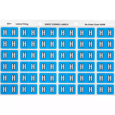 Picture of AVERY 43308 LATERAL FILE LABEL SIDE TAB COLOUR CODE H 25 X 38MM BLUE PACK 180