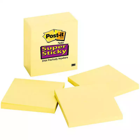 Picture of POST-IT 654-6SSCY SUPER STICKY NOTES 76 X 76MM CANARY YELLOW PACK 6