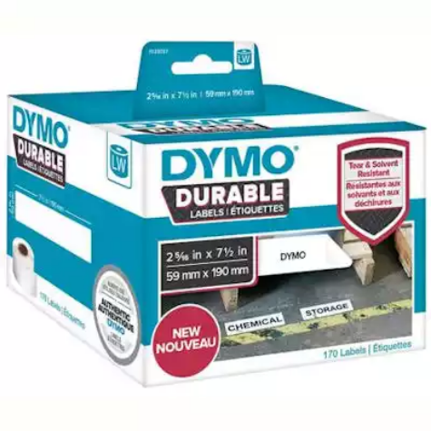 Picture of DYMO 1933087 LW DURABLE LABELS 59 X 190MM BLACK ON WHITE ROLL 170