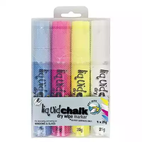 Picture of TEXTA LIQUID CHALK MARKER DRY WIPE CHISEL 15MM ASSORTED WALLET 4