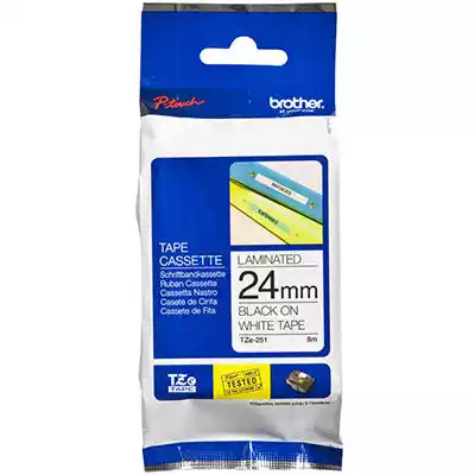 Picture of BROTHER TZE-251 LAMINATED LABELLING TAPE 24MM BLACK ON WHITE