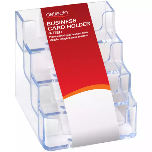 Picture of DEFLECTO BUSINESS CARD HOLDER LANDSCAPE 4-TIER CLEAR