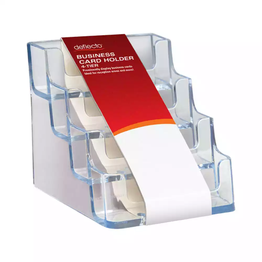 Picture of DEFLECTO BUSINESS CARD HOLDER LANDSCAPE 4-TIER CLEAR