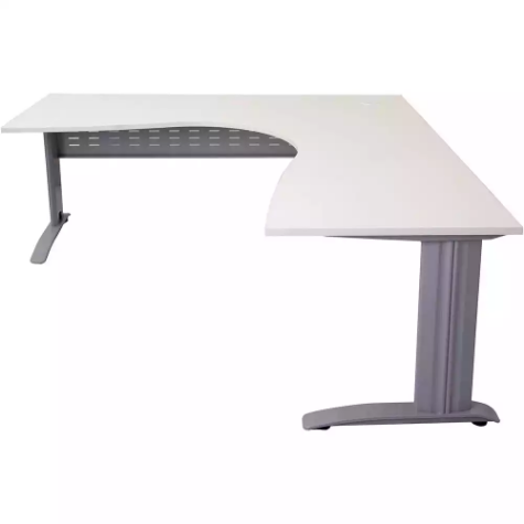 Picture of RAPID SPAN CORNER WORKSTATION WITH METAL MODESTY PANEL 1500 X 1500 X 700MM NATURAL WHITE/SILVER