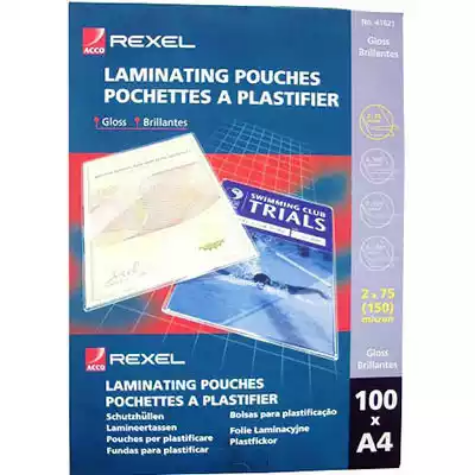 Picture of REXEL LAMINATING POUCH 75 MICRON A4 CLEAR PACK 100