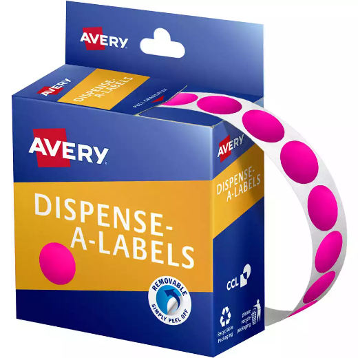 Picture of AVERY 937370 ROUND LABEL DISPENSER 14MM FLUORO PINK BOX 700