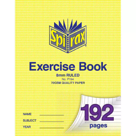 Picture of SPIRAX P194 EXERCISE BOOK RULED 8MM 70GSM 192 PAGE 225 X 175MM